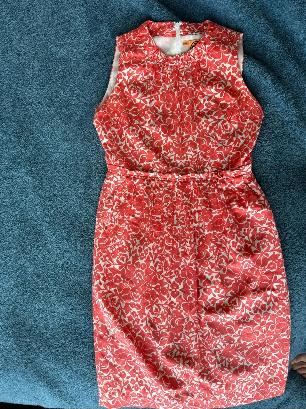 Tory Burch Coral and White Sleeveless Floral Dress